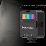 Minifocus Full Color RGB LED Video Light 2500K-7000K 800LUX Mini Fill 3 Cold Shoe 1800mAh Type-C Pocket Camera Hot Shoe Light