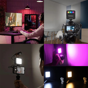 Minifocus Full Color RGB LED Video Light 2500K-7000K 800LUX Mini Fill 3 Cold Shoe 1800mAh Type-C Pocket Camera Hot Shoe Light
